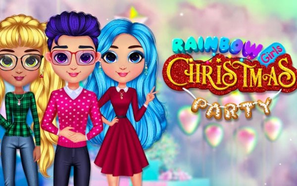Rainbow Girls Christmas Party Dress Up Online Game